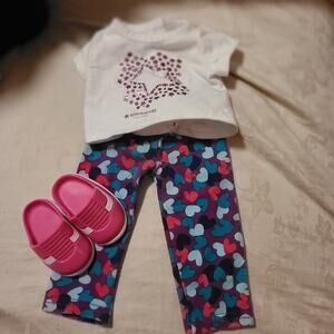 American Girl Doll Cute & Comfy Lounge Set AG Logo Shirt. Pants And Shoes